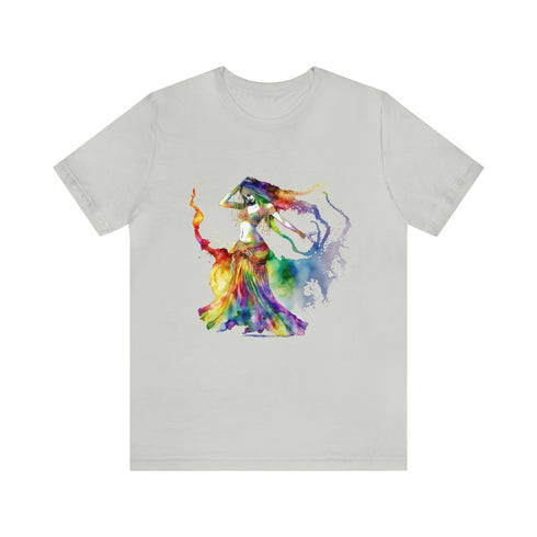Rainbow Belly Dancer in Motion - Short Sleeve Tee Silver